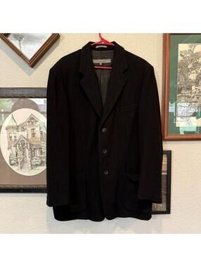 Le Collezioni Structure Black Sport Coat Men Size L Blazer 3 Button Wool Italy
